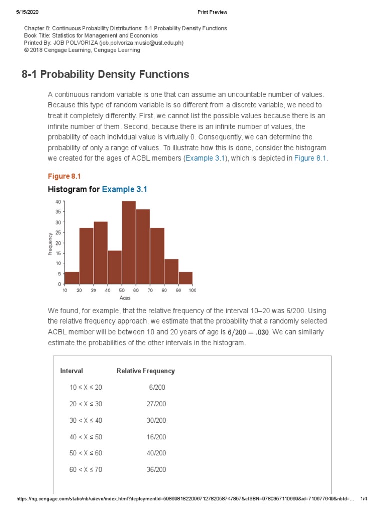 8.1 Probability Density Functions | PDF | Histogram | Probability ...