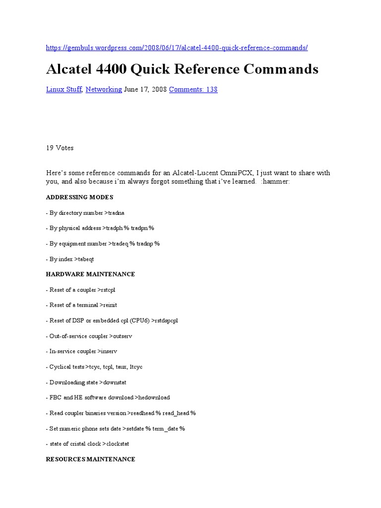 Alcatel 4400 Command Reference Guide | PDF | Computer Network | System
