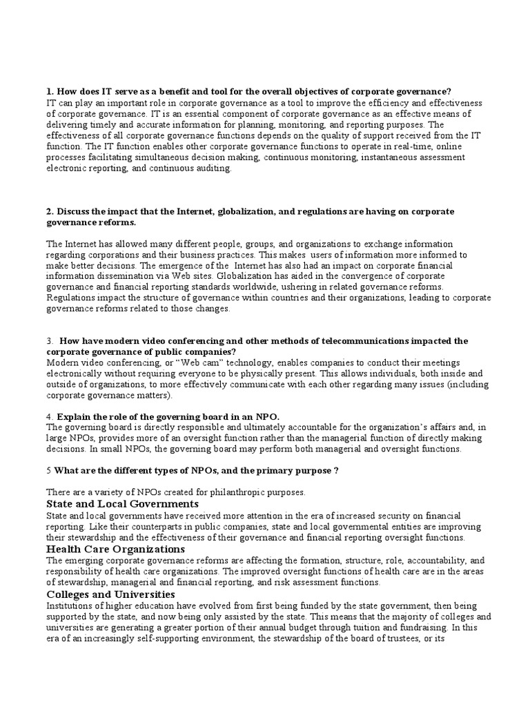 Jawaban Cg Part 2 Pdf Corporate Governance Governance