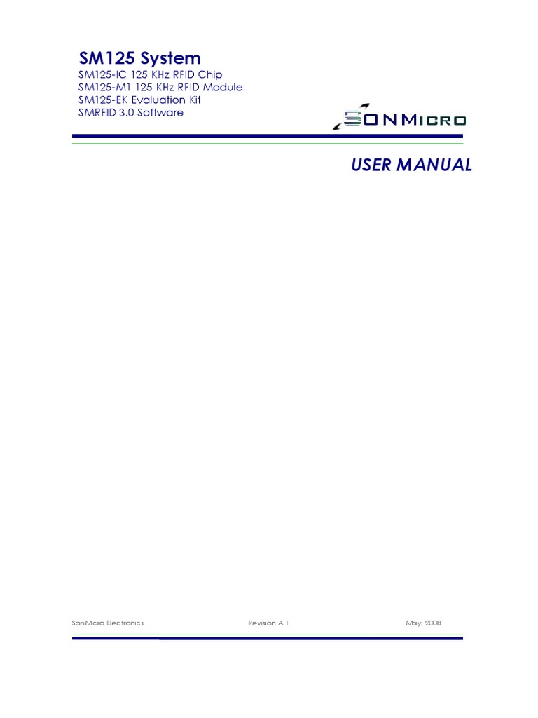 Sm125 System: Sm125-Ic 125 KHZ Rfid Chip Sm125-M1 125 KHZ Rfid Module ...