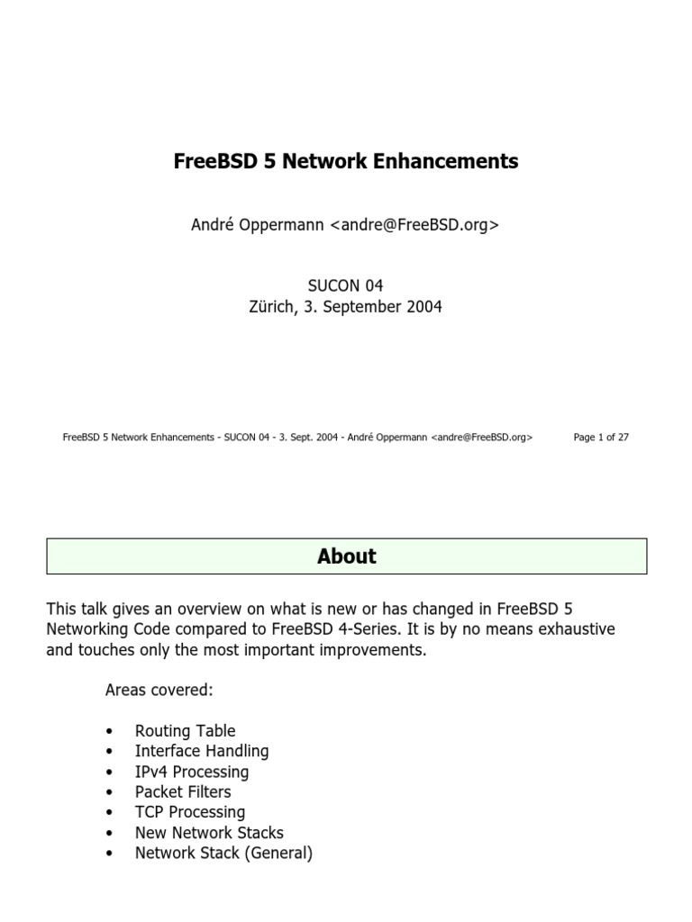 FreeBSD 5 Networking Enhancements | PDF | Transmission Control Protocol ...