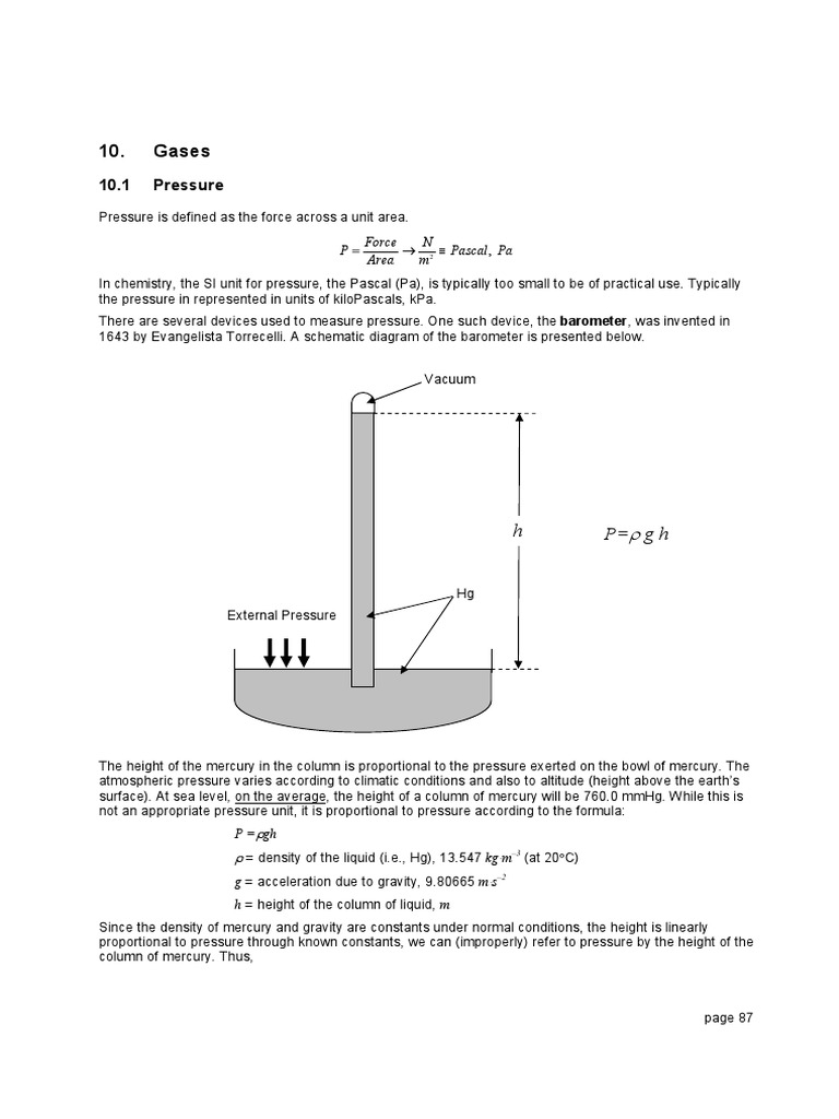 10 Gases PDF | PDF | Pressure | Gases