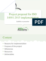 Project Proposal For ISO 14001:2015 Implementation: Subtitle or Presenter