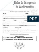 Ficha Inscripción Catequesis de Confirmación Curso 2020-2021