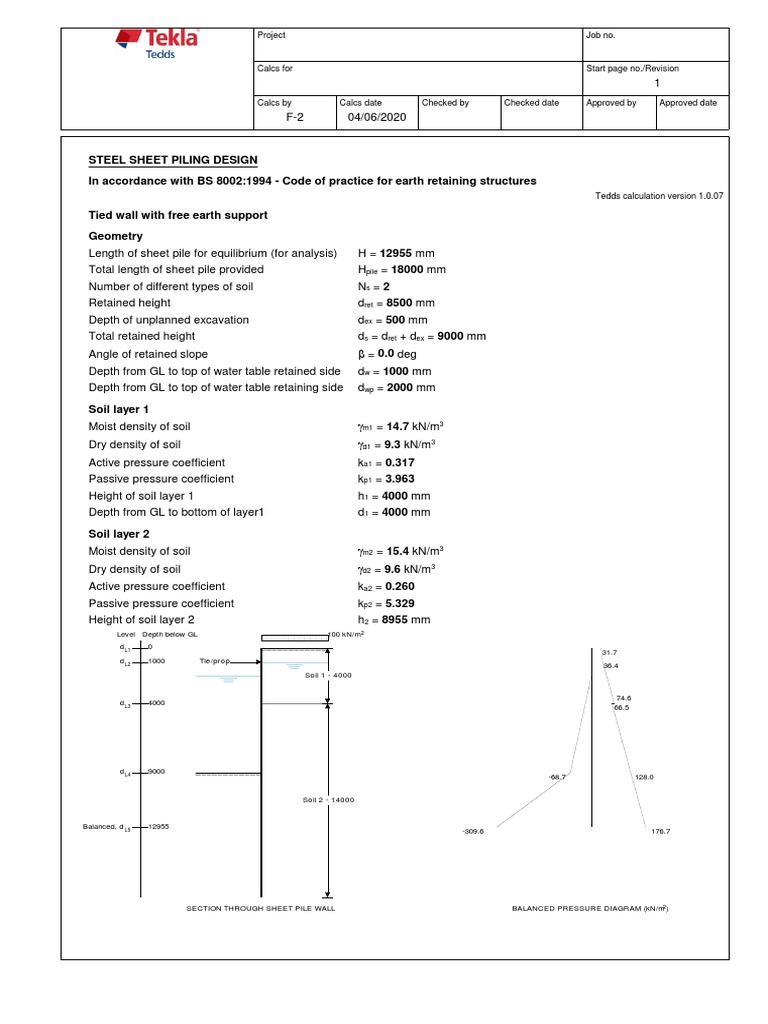 Steel Sheet Piling Design Calculations | PDF | Deep Foundation | Physics