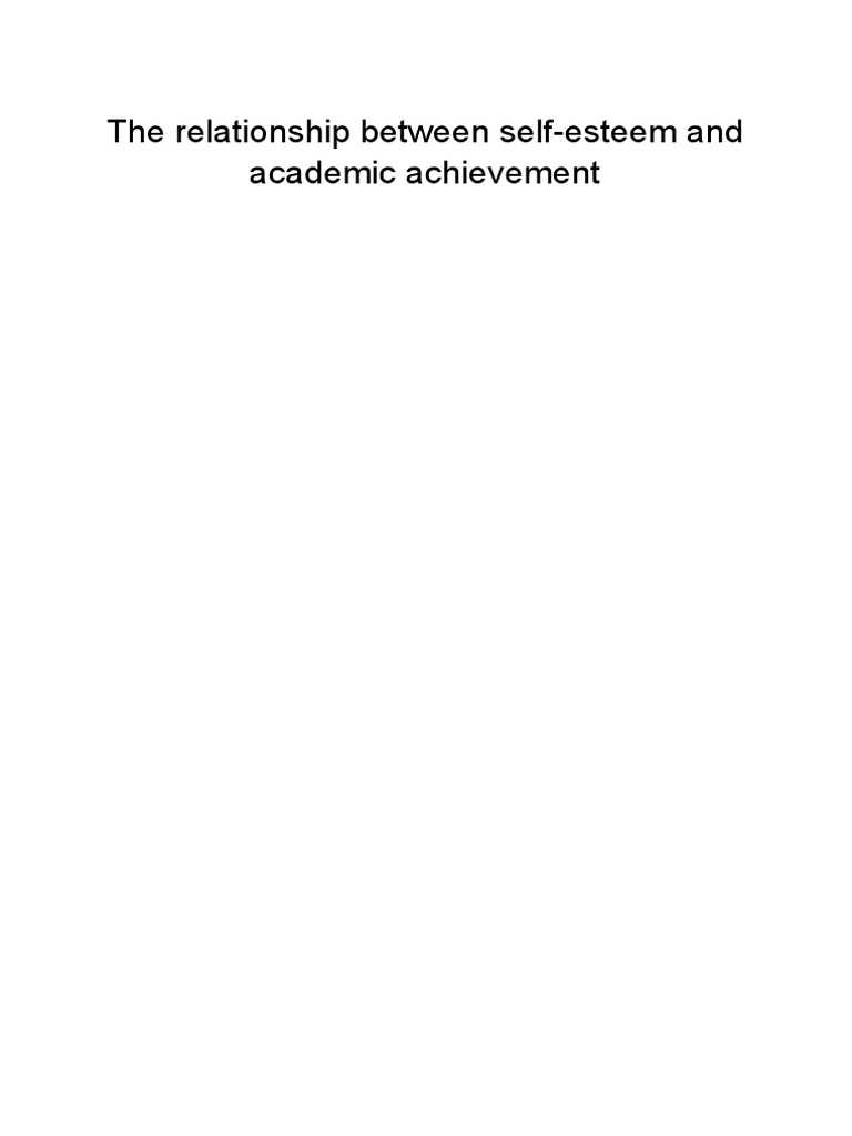 Self-Esteem's Impact on Academic Success | PDF | Self Esteem ...