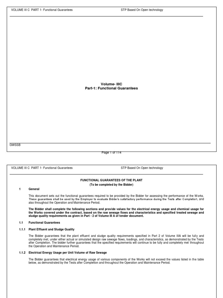 Functional Guarantees for STP Operations | PDF | Sewage Treatment | Pump