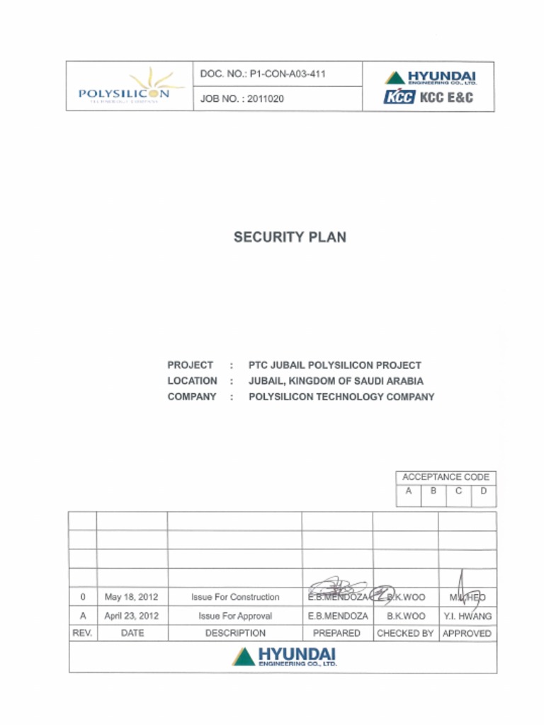 P1-CON-A03-411 Security Plan Rev.0 PDF | PDF | Security Guard ...