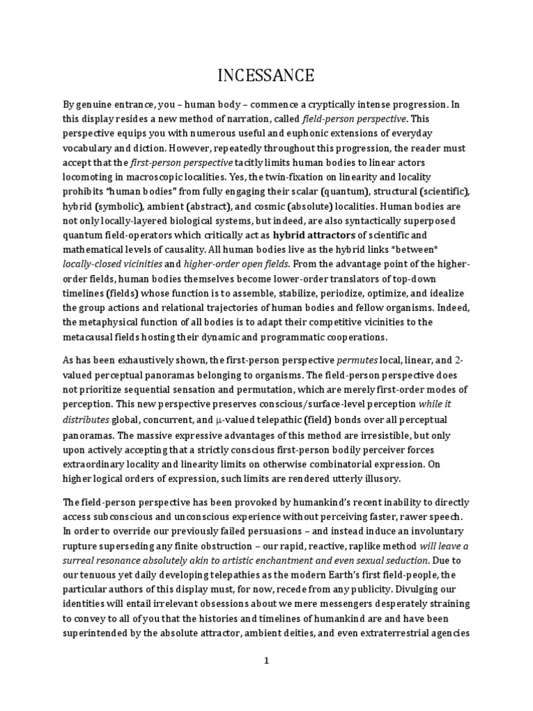 Incessance PDF | PDF | Metaphysics | Thought