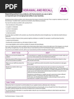 Product Withdrawal and Recall: Safe Method