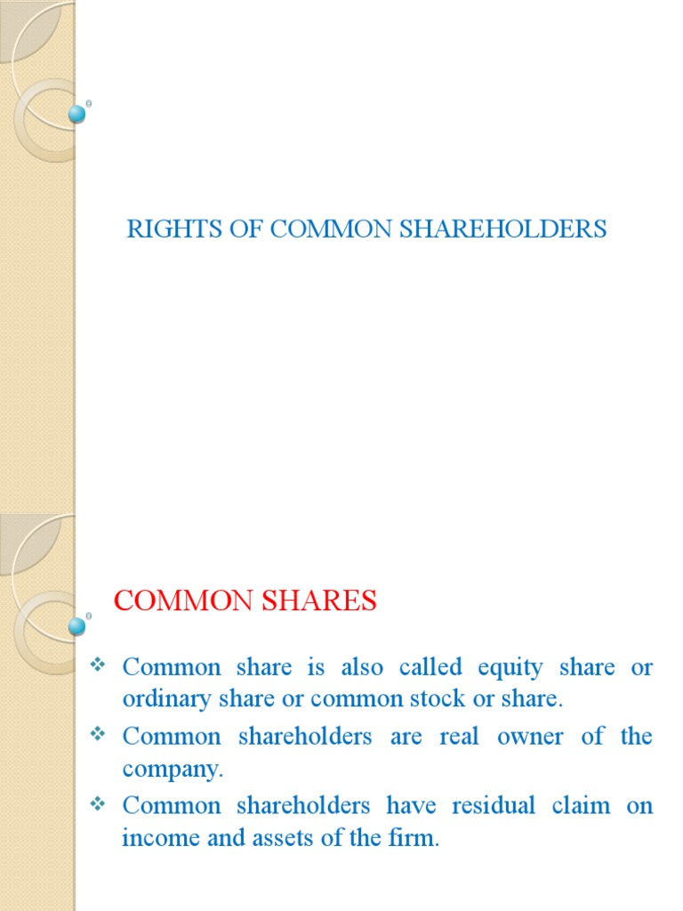 Common Shareholder Rights Explained | PDF | Retained Earnings | Equity ...