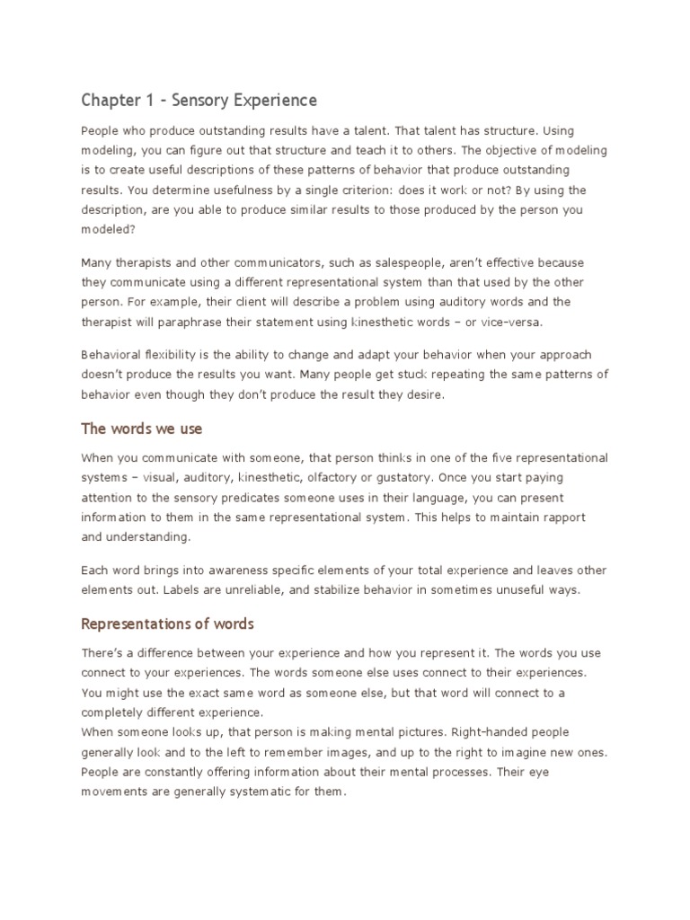 Summary Frogs Into Princes PDF Perception Nervous System