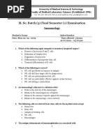 M. Sc. Batch (3) Final Semester (1) Examination