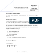 Computational Analysis of Laminar Flow Through A Pipe