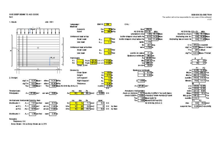 Pi, Xi: Sse Deep Beam To Aci Code | PDF | Structural Engineering ...