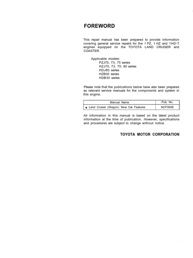 1HD-T - 1 Land Cruiser Engine Service Manual | PDF | Internal