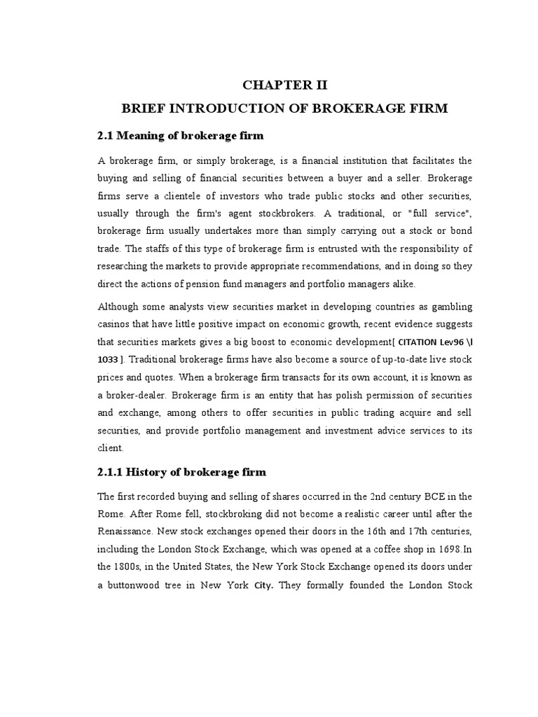 Brief Introduction of Brokerage Firm PDF Securities (Finance