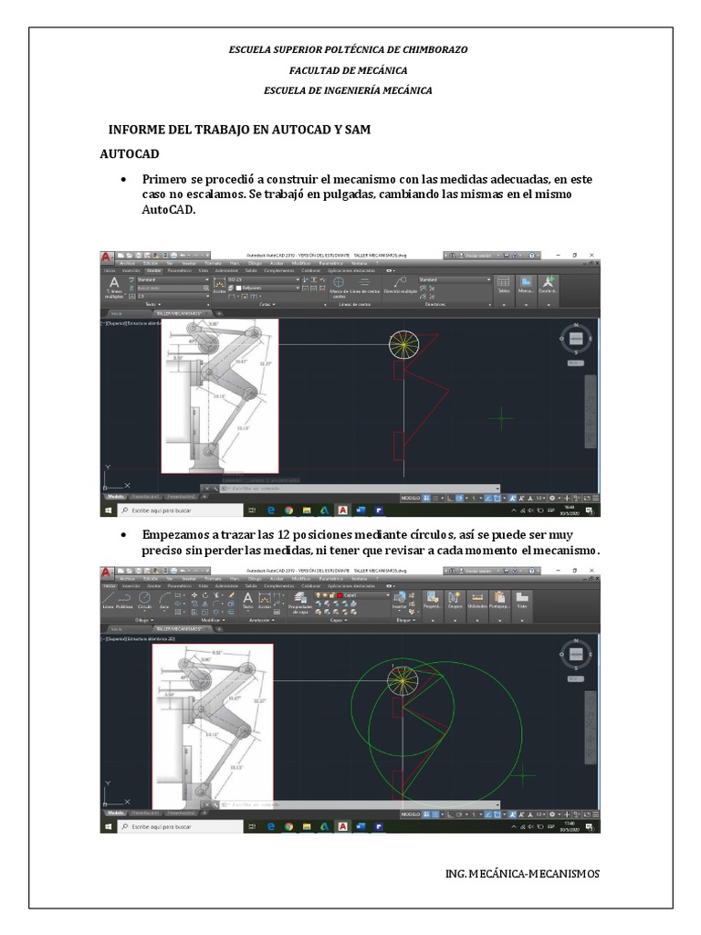 Informe Autocad y Sam PDF | PDF | Ingeniería mecánica | Science