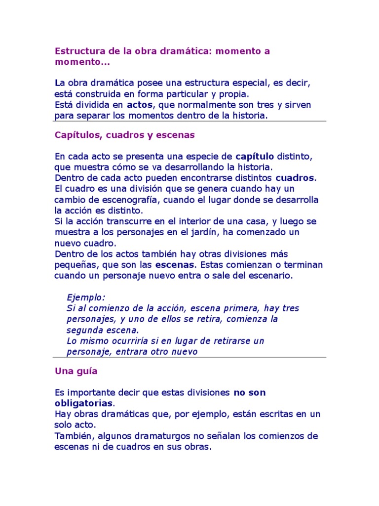 Estructura de la obra dramática | PDF | Teatro | Entretenimiento (general)