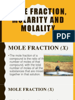 Mole Fraction, Molarity and Molality