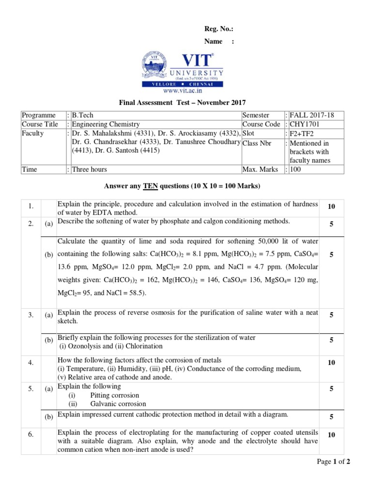 Model FAT Question Paper 2 | PDF | Anode | Corrosion