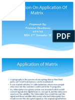 Presentation On Application of Matrix: Prepared By: Prerana Bhattarai 139/13 Bba 2 Semester B'