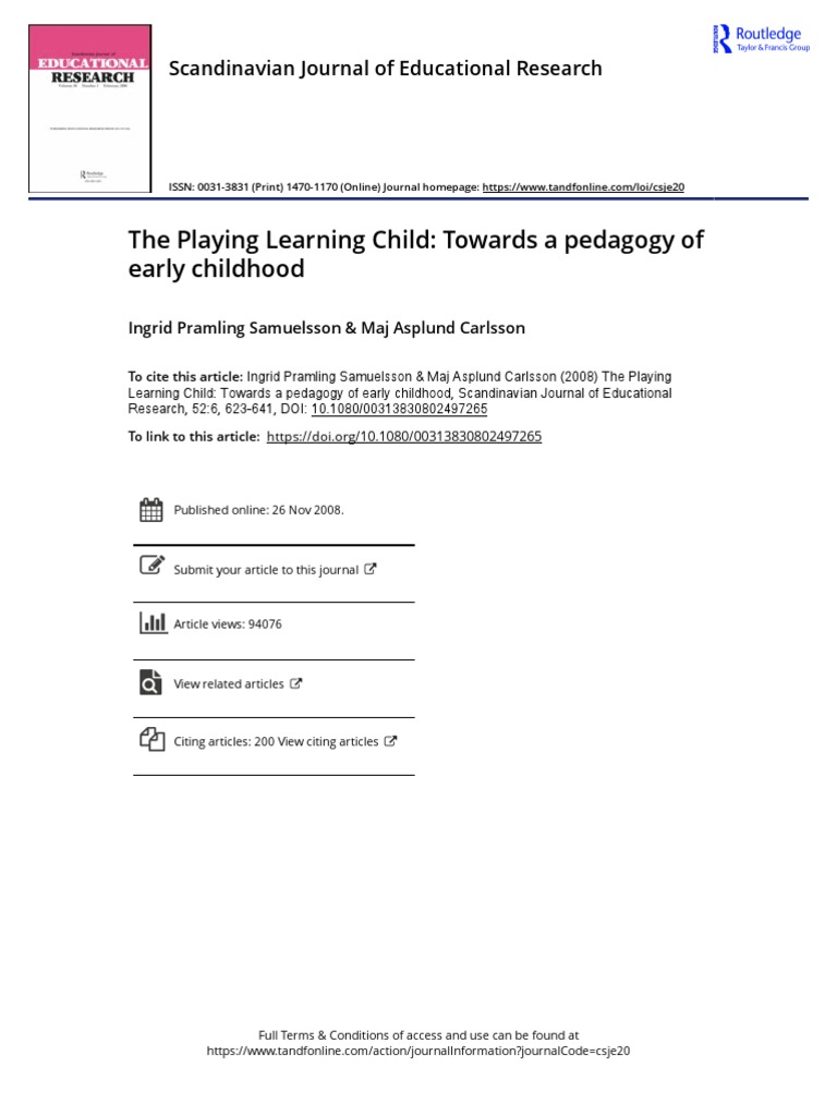 Pedagogy of Play in Early Childhood | PDF | Early Childhood Education ...
