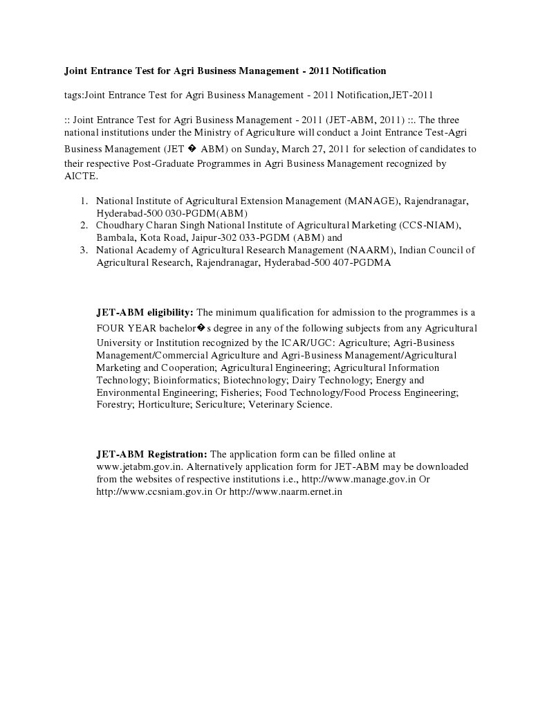 JET-ABM 2011 Notification and Details | PDF | Technology & Engineering