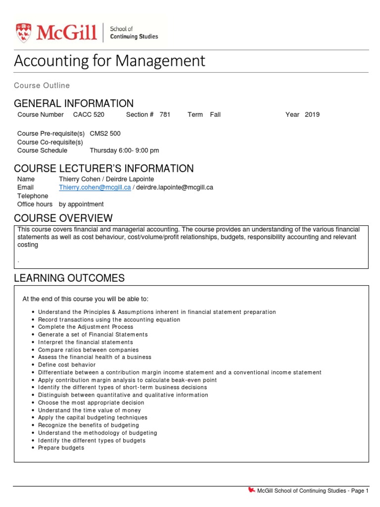 Accounting for Management Course | PDF | Cash Flow Statement | Academic ...