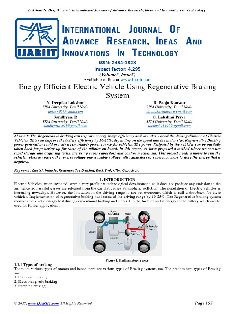 Energy Efficient Electric Vehicle Using Regenerative Braking System