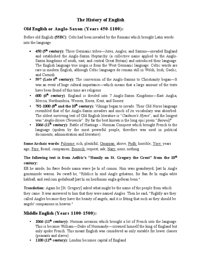 Old English X MIddle English X Modern English | PDF | Anglo Saxons | English  Language