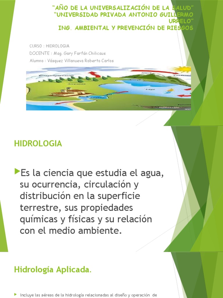 Presentacion de Hidrologia | PDF | Hidrología | El ciclo del agua