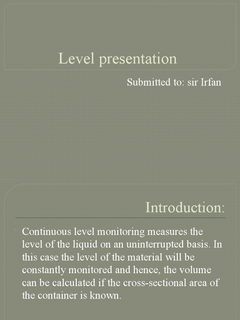Liquid Level Measurement Techniques | PDF | Capacitor | Pressure ...