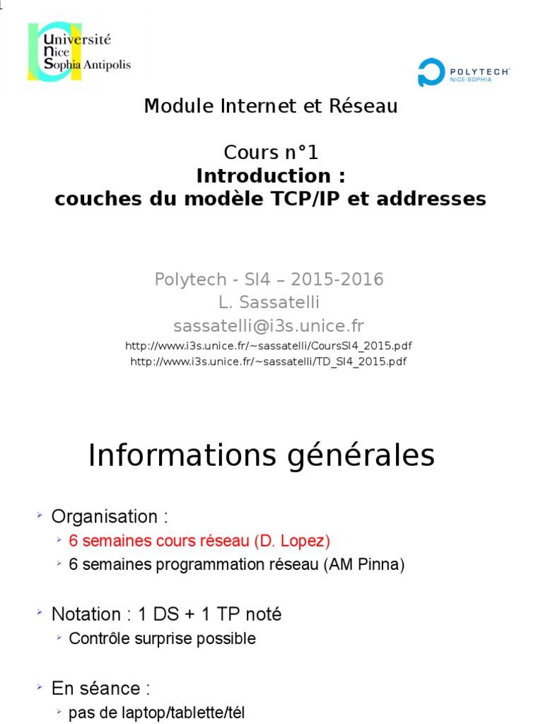 Introduction: Couches Du Modèle TCP/IP Et Addresses | PDF | Protocoles ...