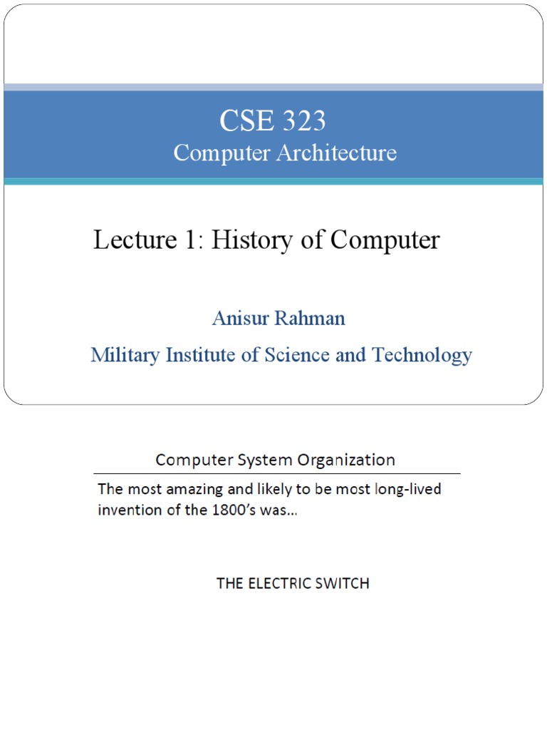 History of Computer Architecture | PDF | Central Processing Unit ...