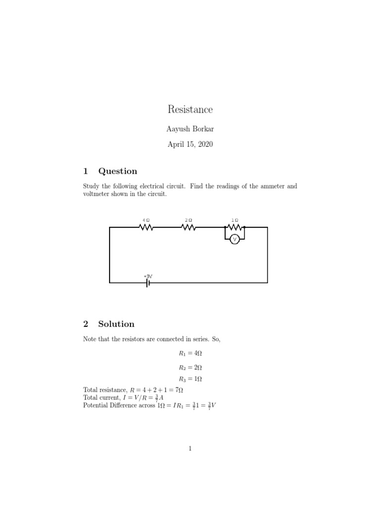 Electrical Circuit Resistance Analysis | PDF | Science & Mathematics