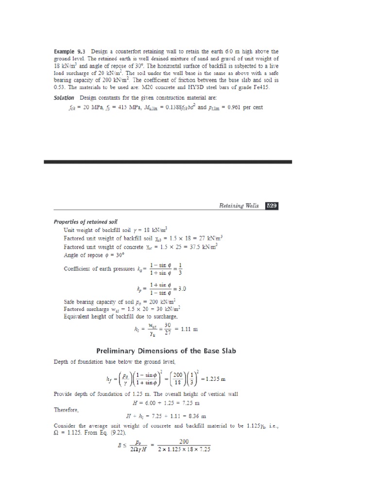 Counterfort Retaining Wall Example PDF
