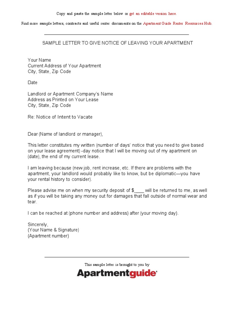Sample Letter Giving Notice  PDF