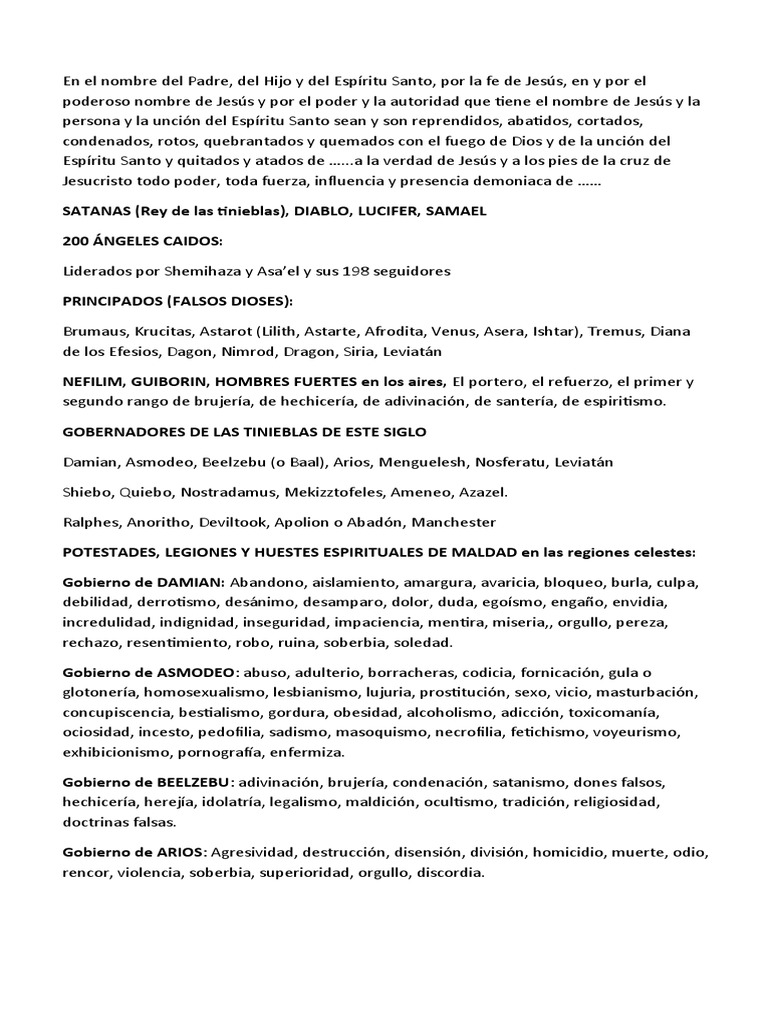 Principados y Potestades de Tinieblas | PDF | Satán | Demonios