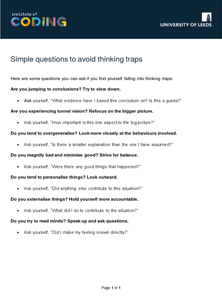 Avoid Thinking Traps: Key Questions | PDF
