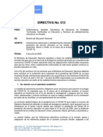 Directiva 012 Orientaciones Retorno Escolar