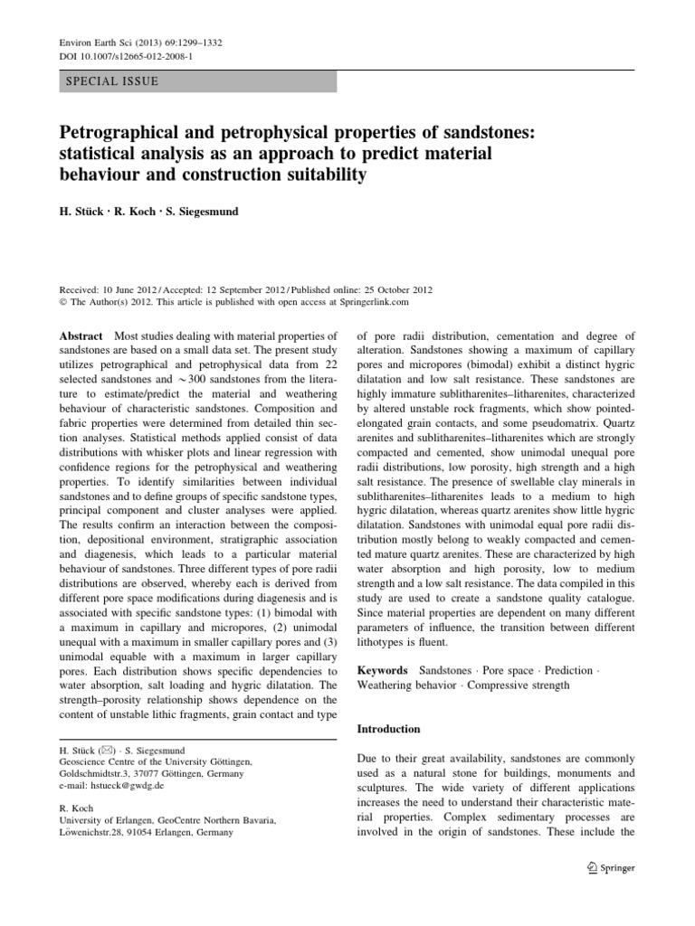 Stück Petrograph Petrophysical Material Quality Envir Earth Sci 2013 ...