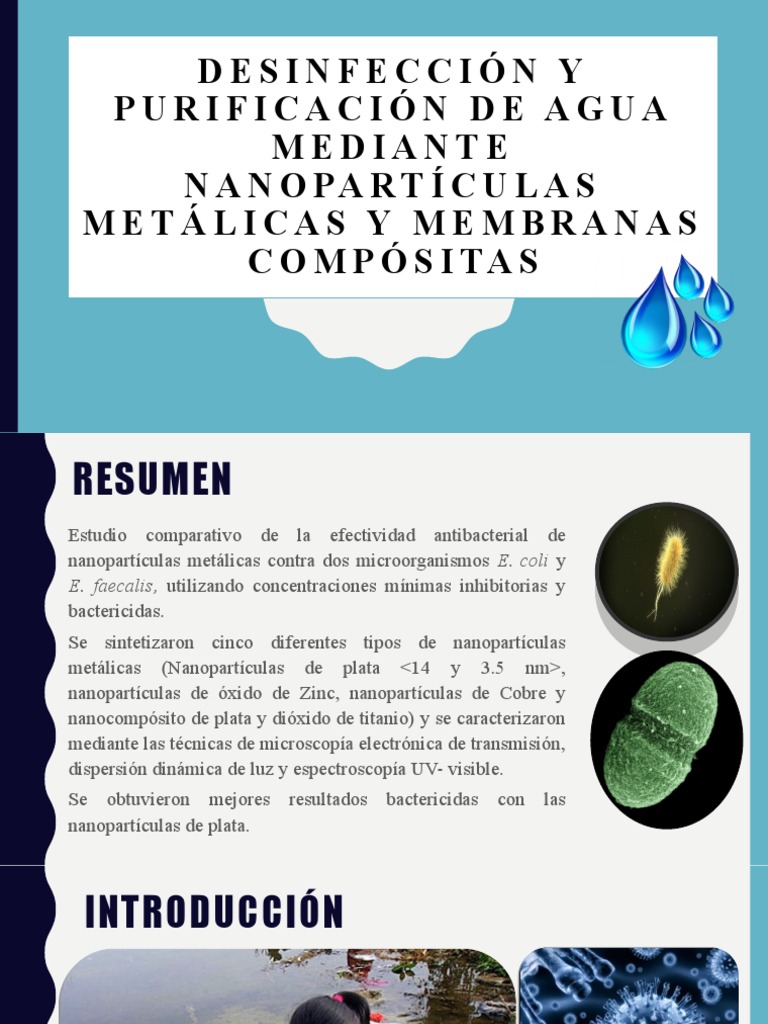 Desinfección y Purificación de Agua Mediante Nanopartículas Metálicas ...