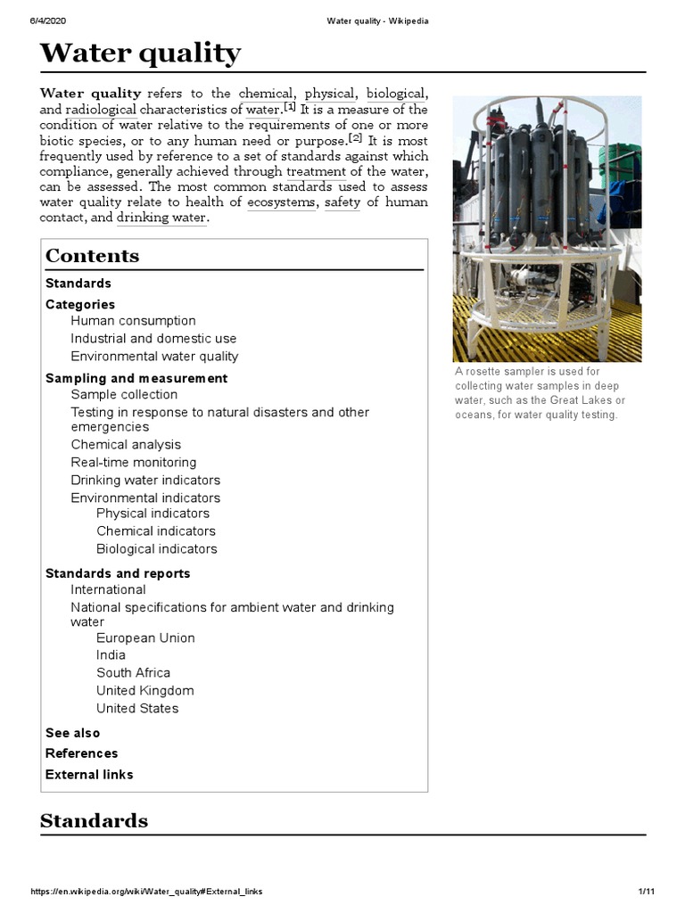 Water Quality Standards and Testing | PDF | Water Quality | Water Pollution