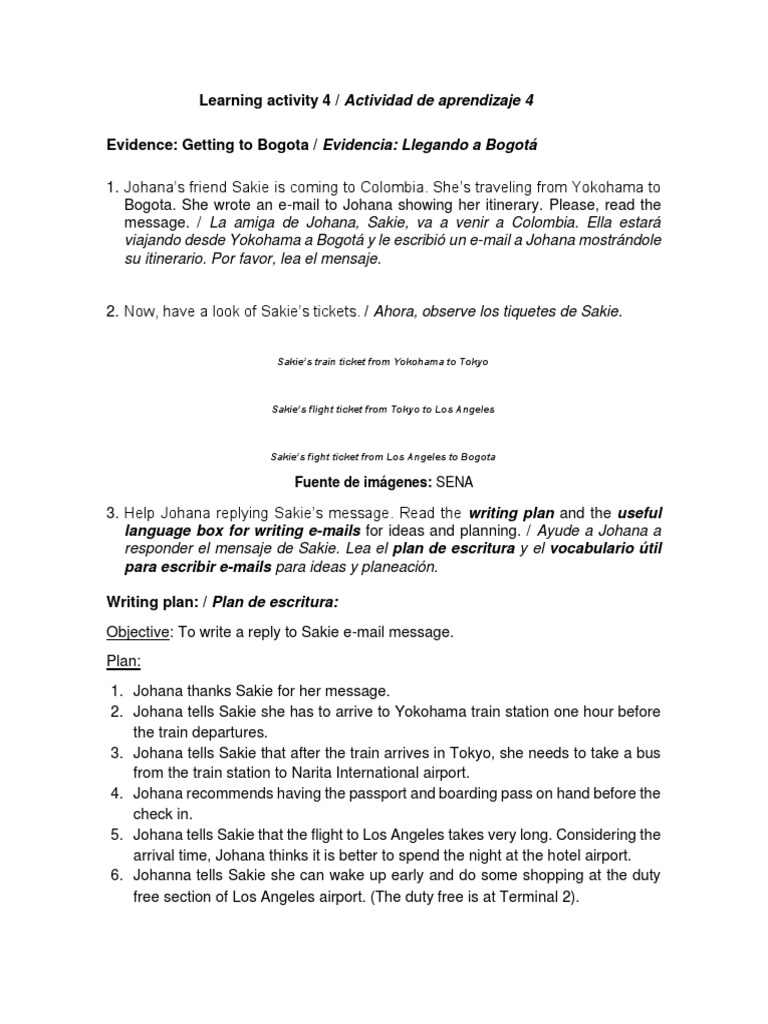 Learning Activity 4 Actividad de Aprendizaje 4 | PDF | Baggage | Airport