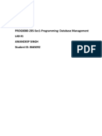 PROG8080-20S-Sec1-Programming: Database Management LAB #1 Amandeep Singh Student ID: 8665092