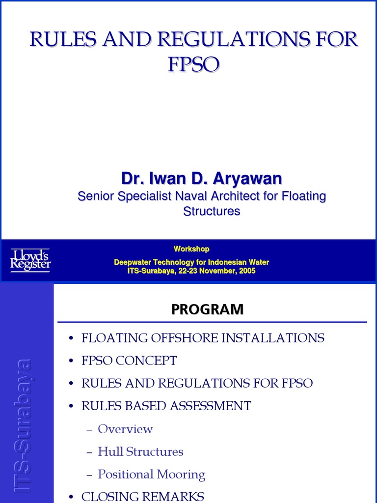 Rules and Regulations For FPSO | PDF | Water Transport | Watercraft