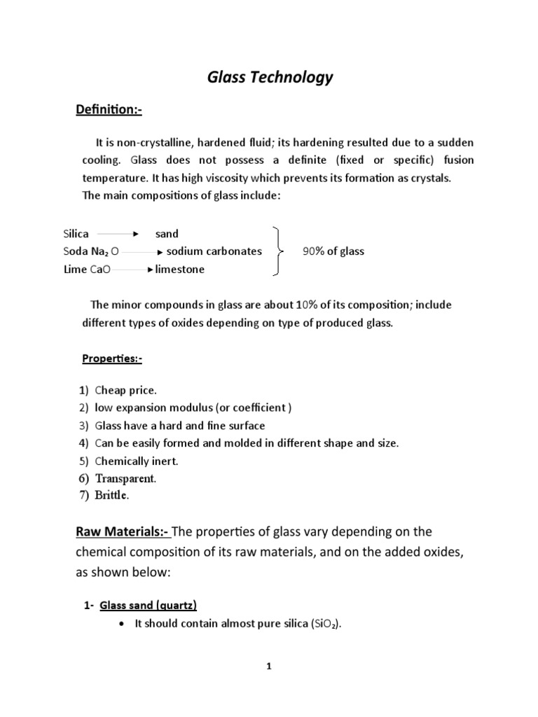 Glass Technology Lectures Pdf Glasses Silicon Dioxide