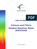 Colours and Filters Student Question Sheet (Advanced)