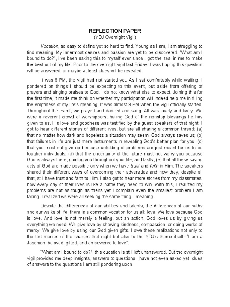 Finding Meaning Through Service Reflections on an Overnight Vigil